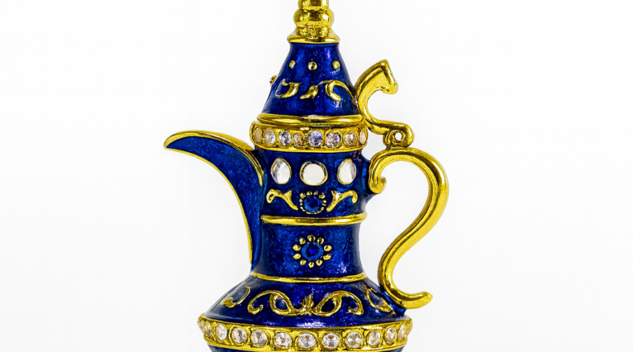 Ibrik Decorativo Turco Azul con Detalles de Cristal