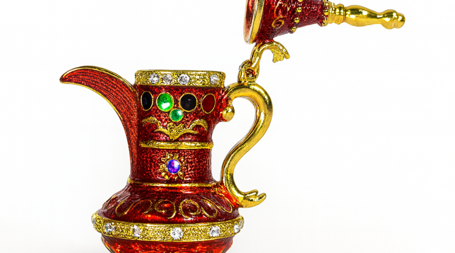 Ibrik Decorativo Turco Rojo con Detalles de Cristal